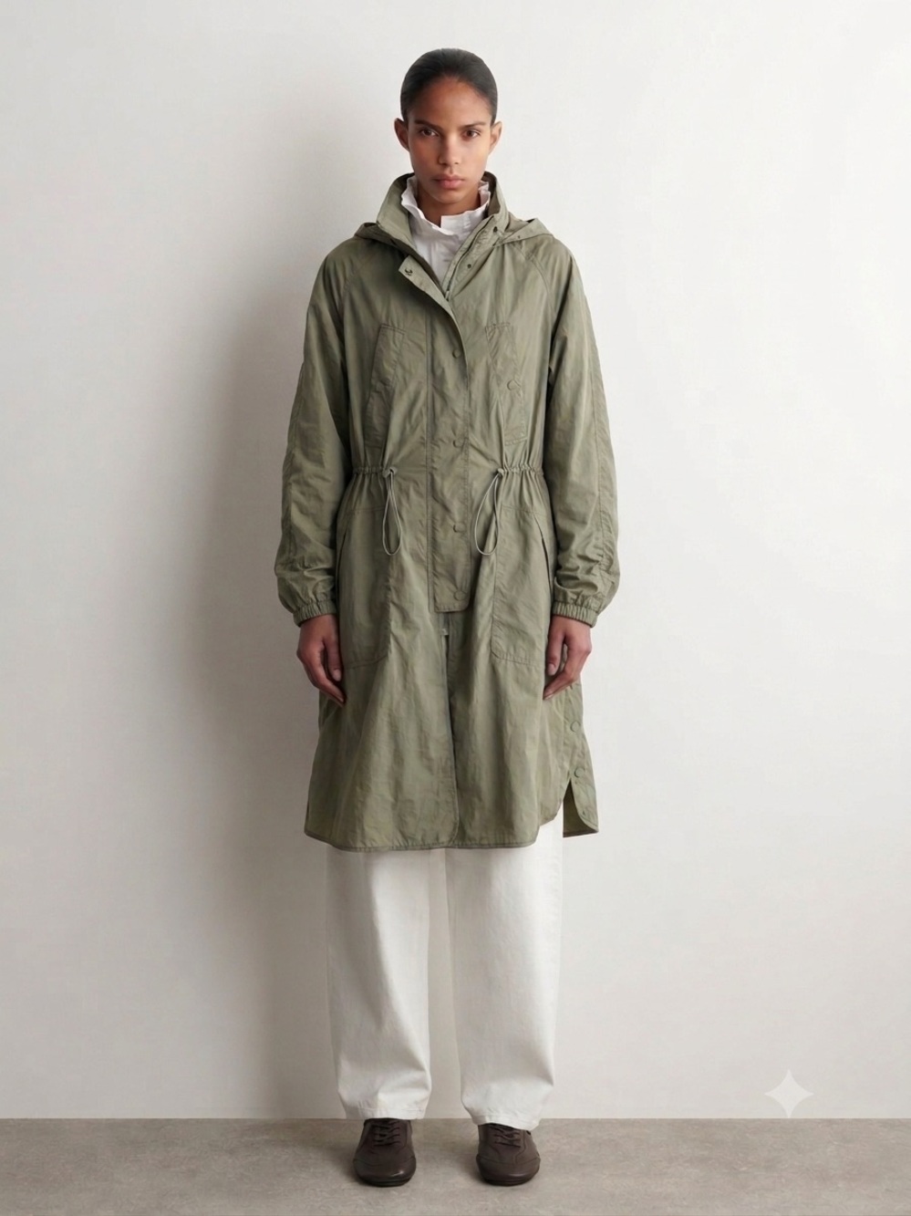 Calin black label trench coat wind breaker in olive green